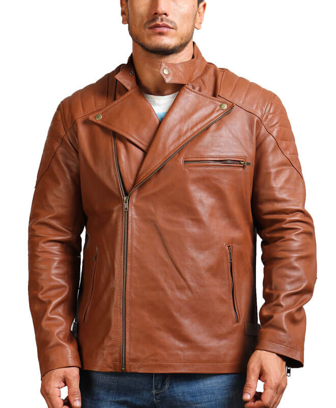 Brown Motorcycle Leather Jacket for Men