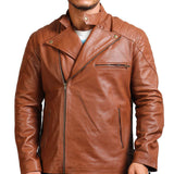 Brown Motorcycle Leather Jacket for Men