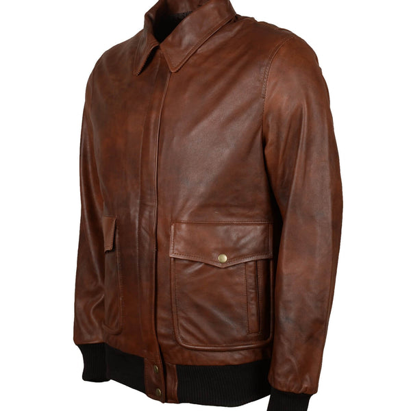 Men's Brown Flight Bomber Leather Jacket