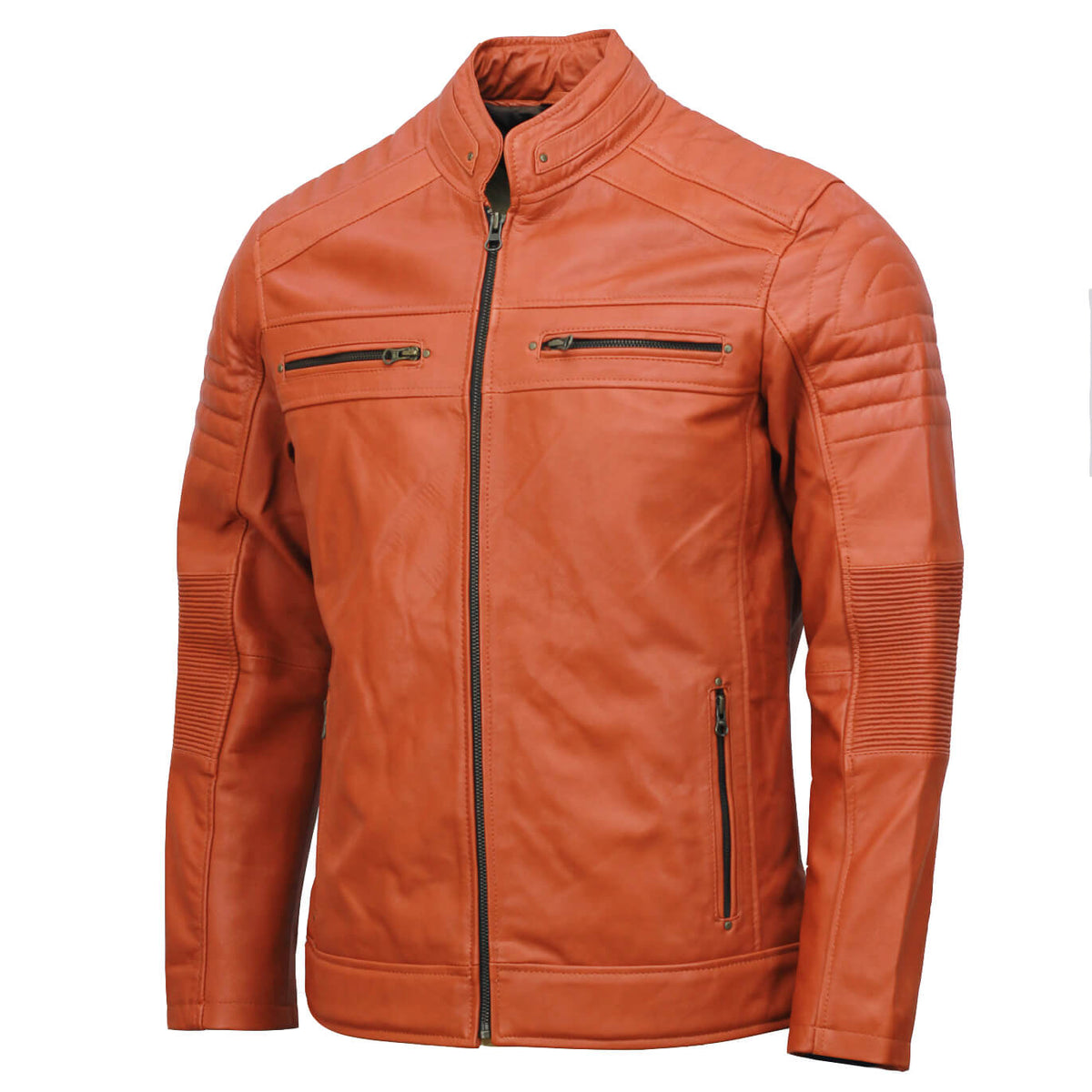 Men’s Café Racer Brown Biker Leather Jacket