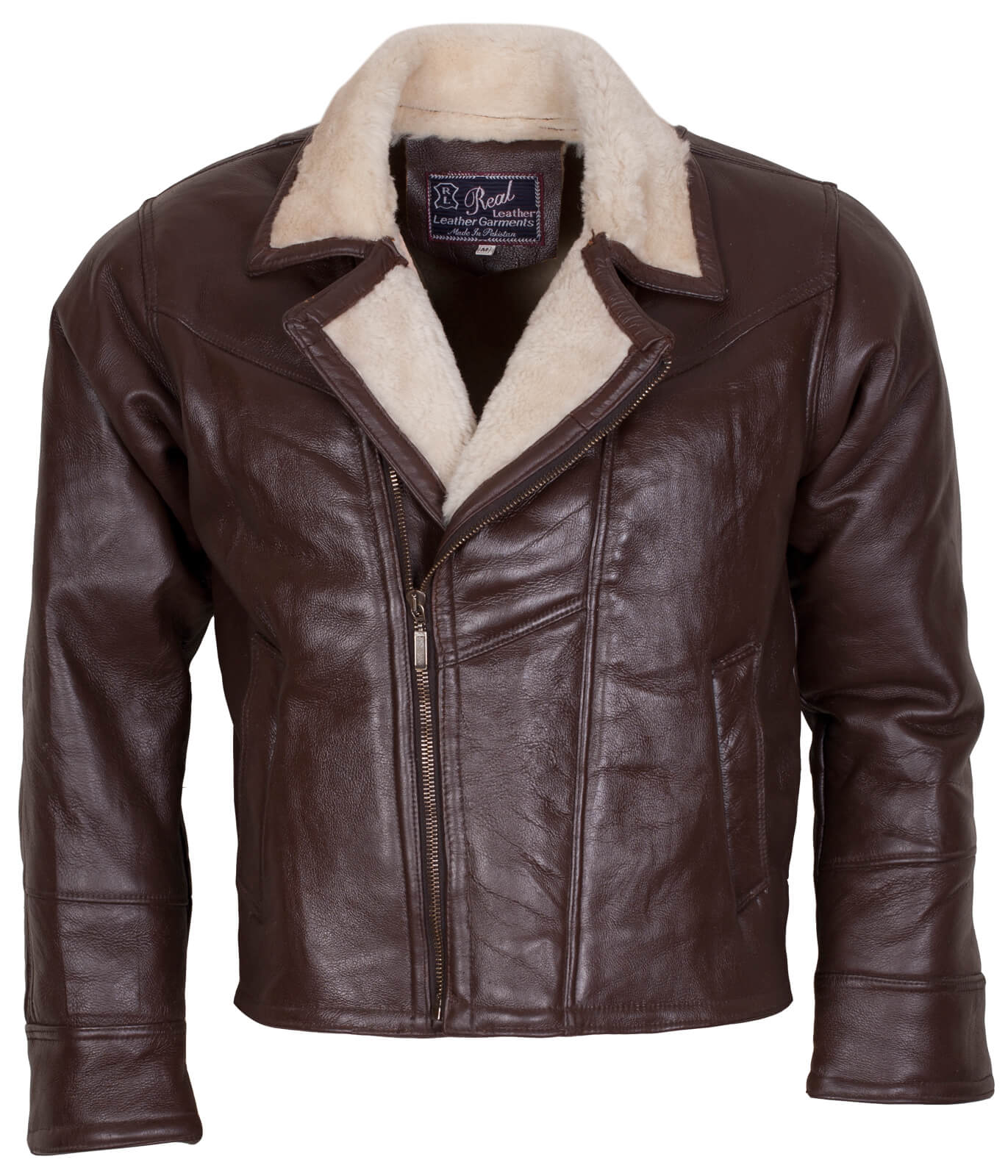 Dark Brown Motorcycle Shearling Leather Jacket