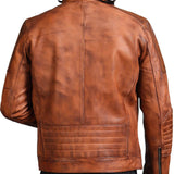 Men’s Brown Perforated Leather Biker Jacket