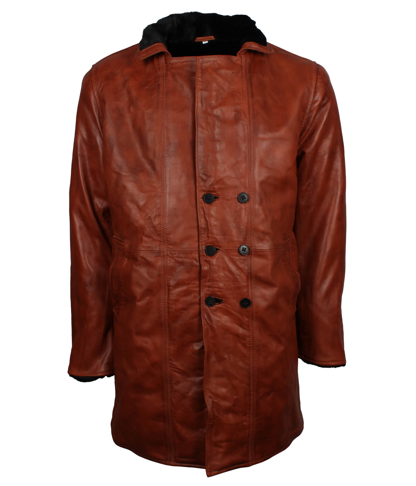 Men’s Brown Vintage Leather Shearling Coat