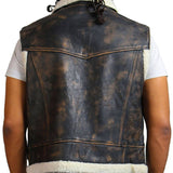 Brown Leather Vest with Fur Lining