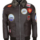Mens Aviator Jacket Genuine Leather Bomber Jacket