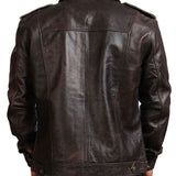 Dark Brown Trucker Leather Jacket