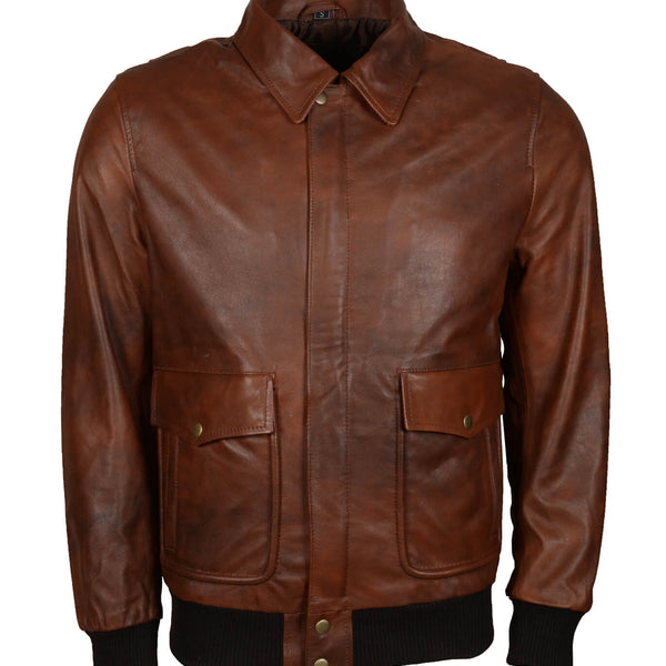 Men's Brown Flight Bomber Leather Jacket
