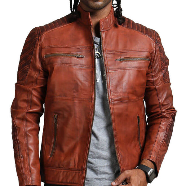 Brown Biker Scarecrow Leather Jacket
