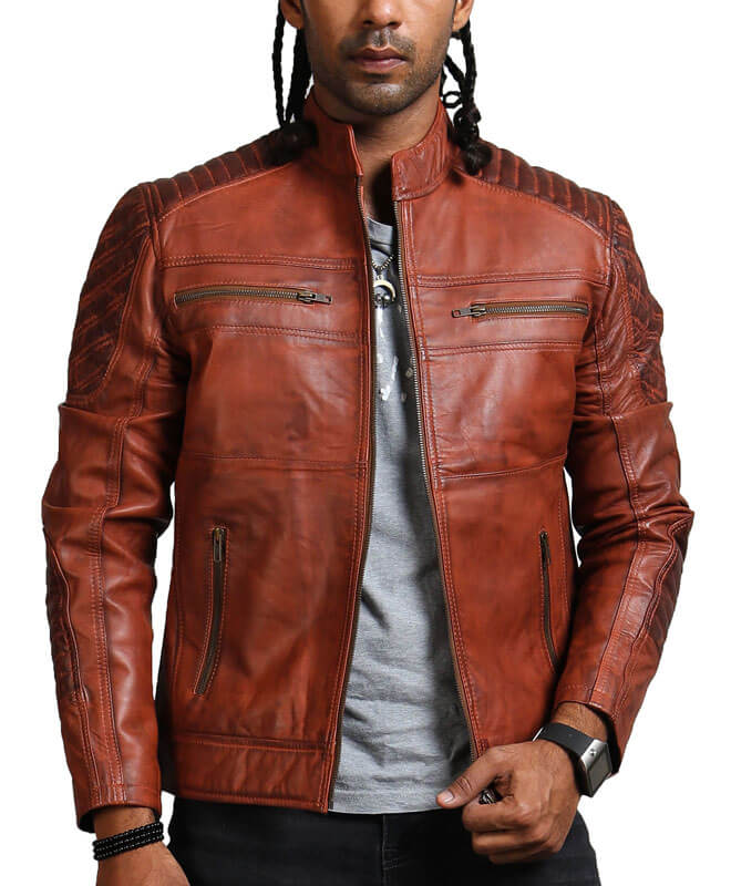 Brown Biker Scarecrow Leather Jacket