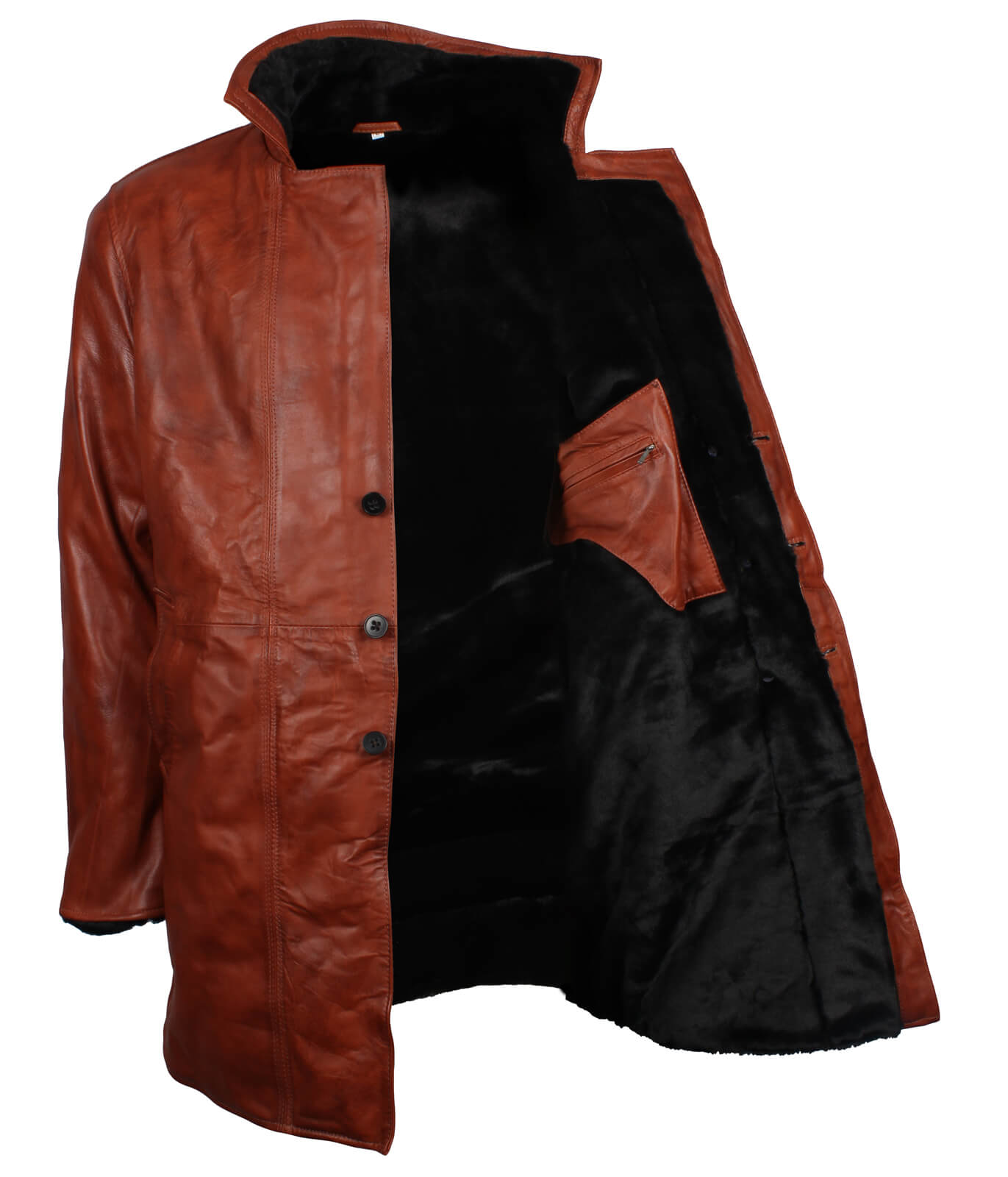 Men’s Brown Vintage Leather Shearling Coat