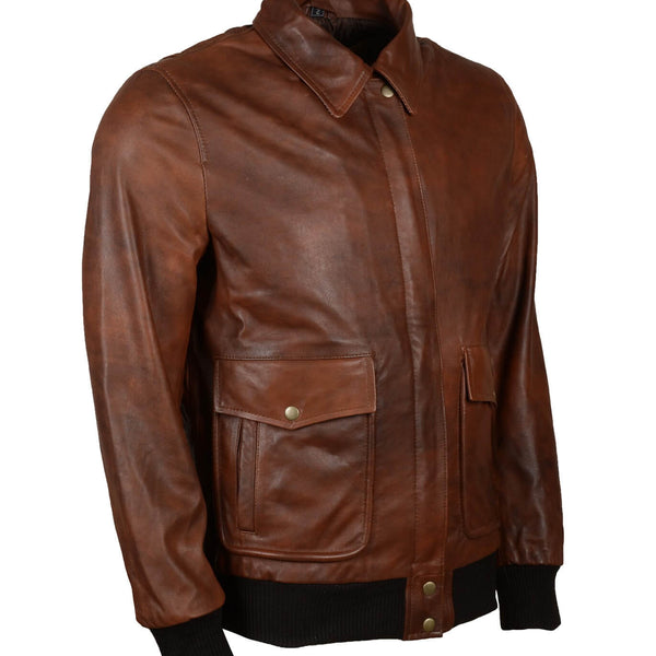 Men's Brown Flight Bomber Leather Jacket