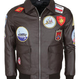 Mens Aviator Jacket Genuine Leather Bomber Jacket