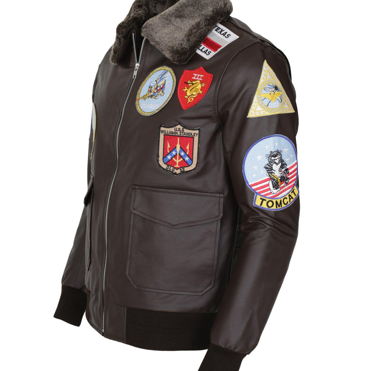 Mens Aviator Jacket Genuine Leather Bomber Jacket