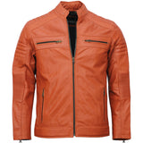 Men’s Café Racer Brown Biker Leather Jacket