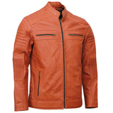 Men’s Café Racer Brown Biker Leather Jacket