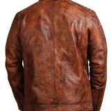 Café Racer Hand-Waxed Brown Leather Jacket