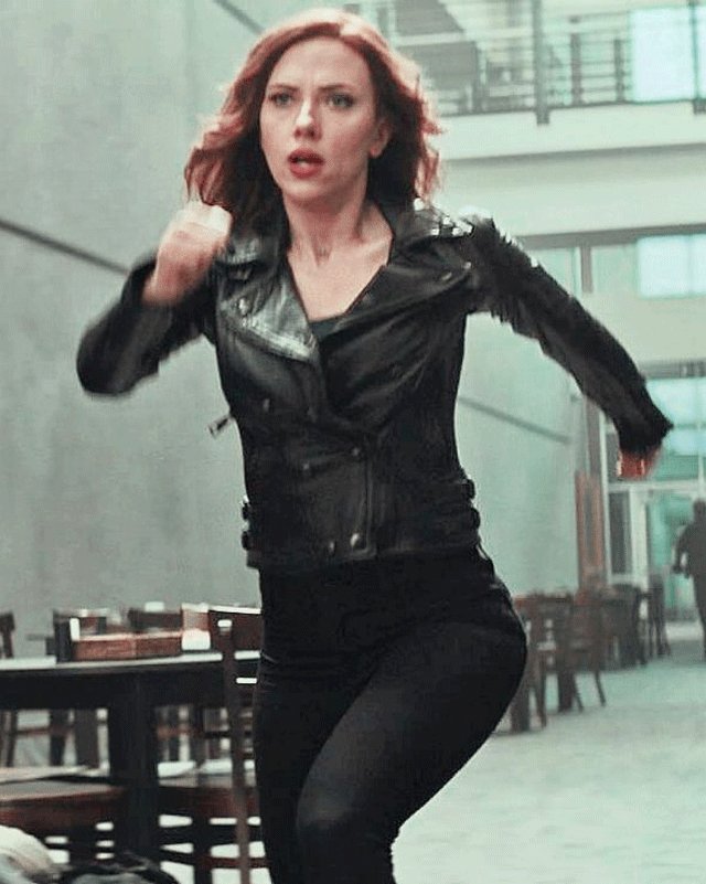Captain America: Civil War Black Widow Biker Leather Jacket
