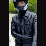 Cha Eun Woo Black Trucker Leather Jacket