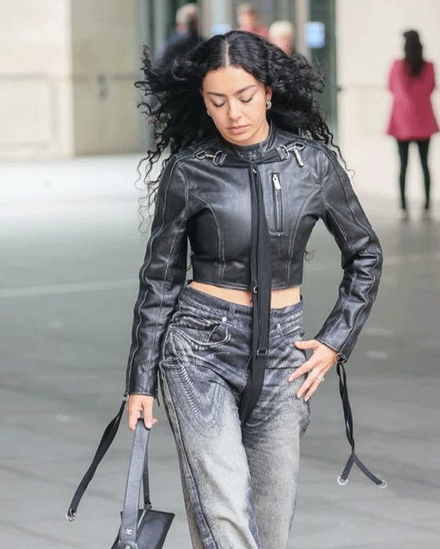 Charli XCX Cropped Leather Jacket
