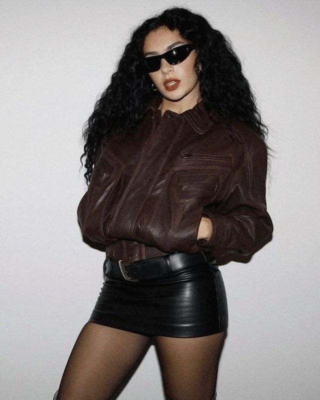 Charli XCX Bomber Leather Jacket