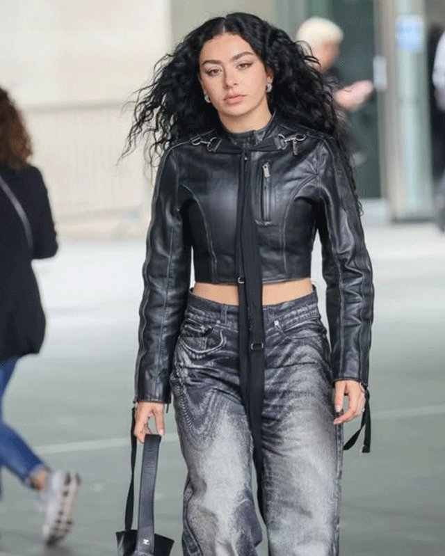 Charli XCX Cropped Leather Jacket