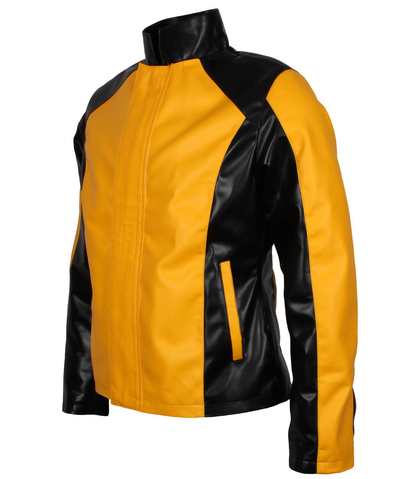 Men's Infamous 2 Cosplay Black and Yellow Leather Jacket