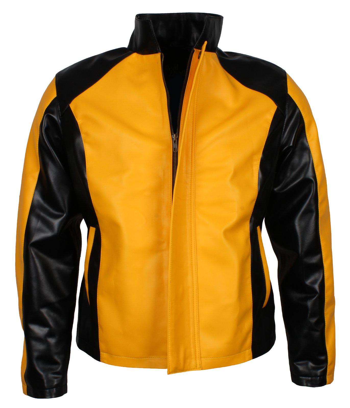 Men's Infamous 2 Cosplay Black and Yellow Leather Jacket