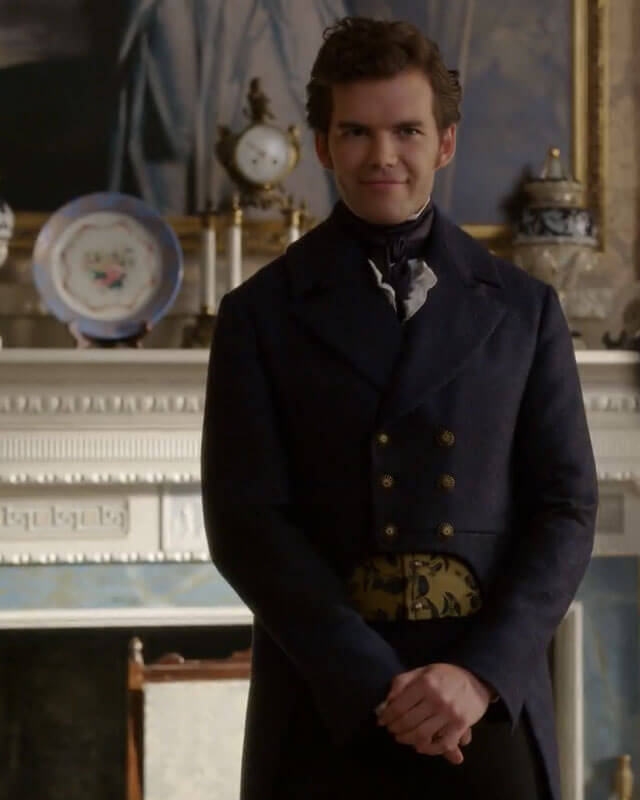 Colin Bridgerton Blue Wool Coat S03