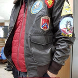 Mens Aviator Jacket Genuine Leather Bomber Jacket