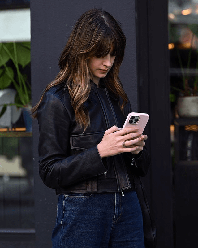 Daisy Edgar-Jones Black Leather Jacket