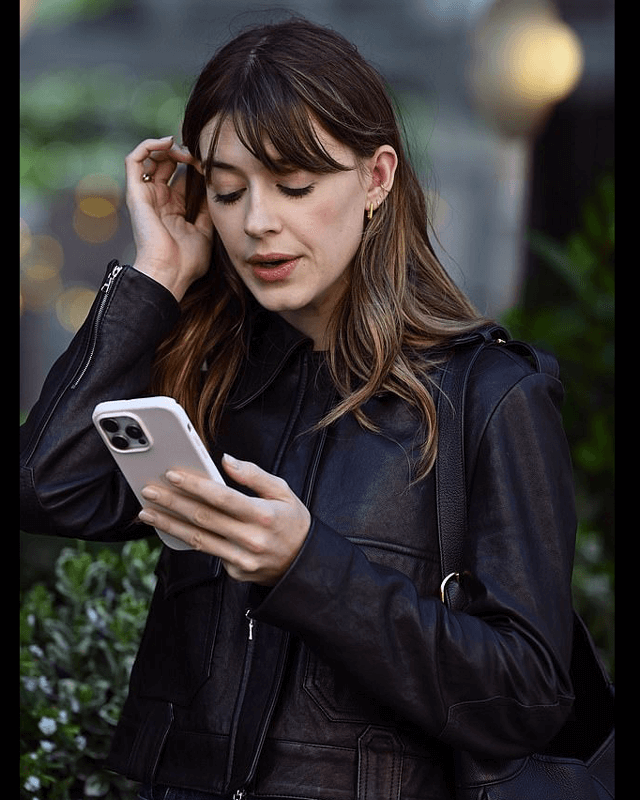 Daisy Edgar-Jones Black Leather Jacket