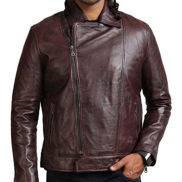 Dark Brown Collared Biker Jacket