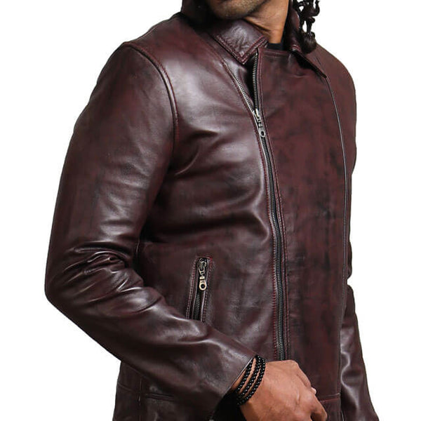Dark Brown Collared Biker Jacket