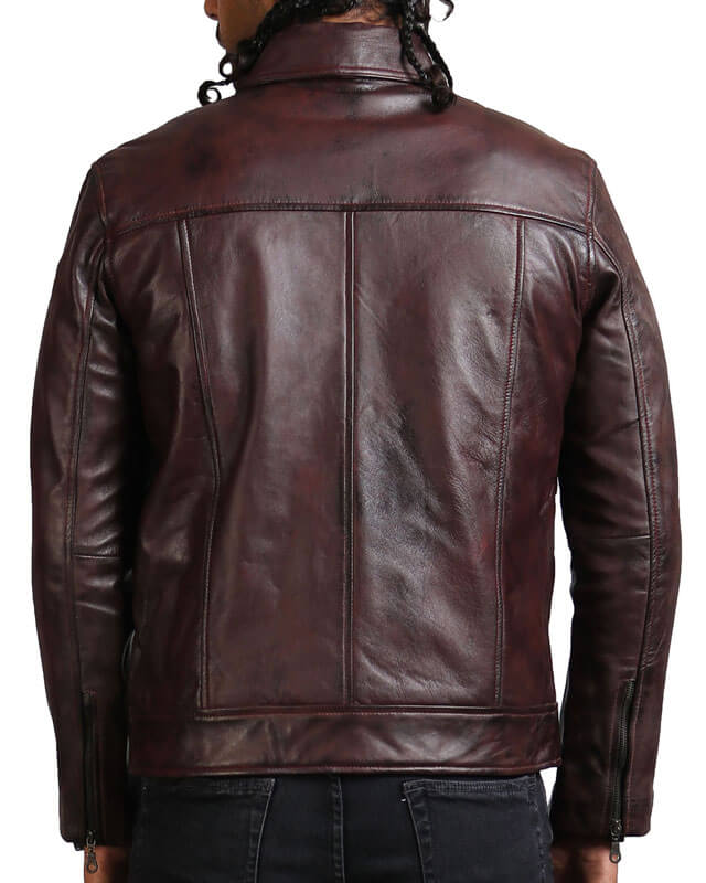 Dark Brown Collared Biker Jacket