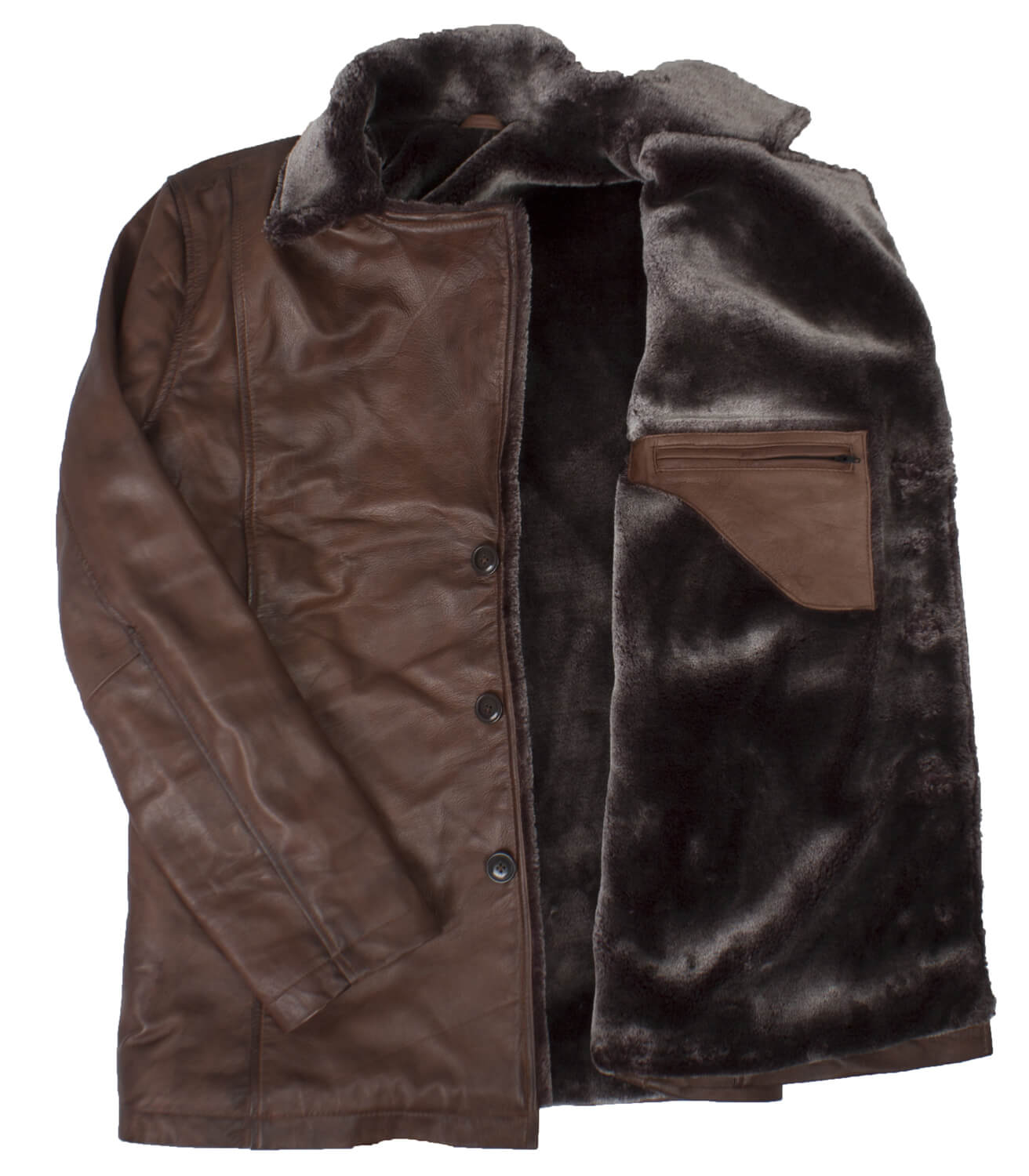 Men's Dark Brown Shearling Leather Coat