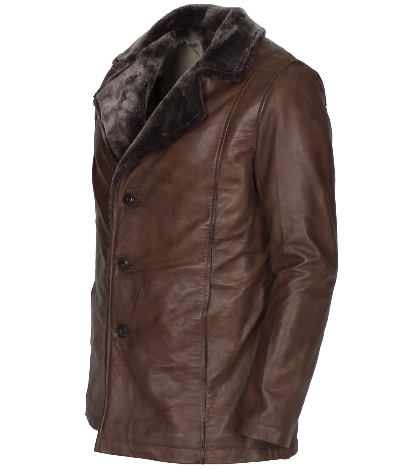 Men's Dark Brown Shearling Leather Coat