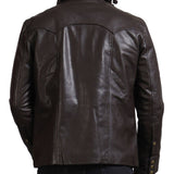 Dark Brown Trucker Leather Jacket