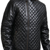 Diamond Quilted Winter Biker Jacket