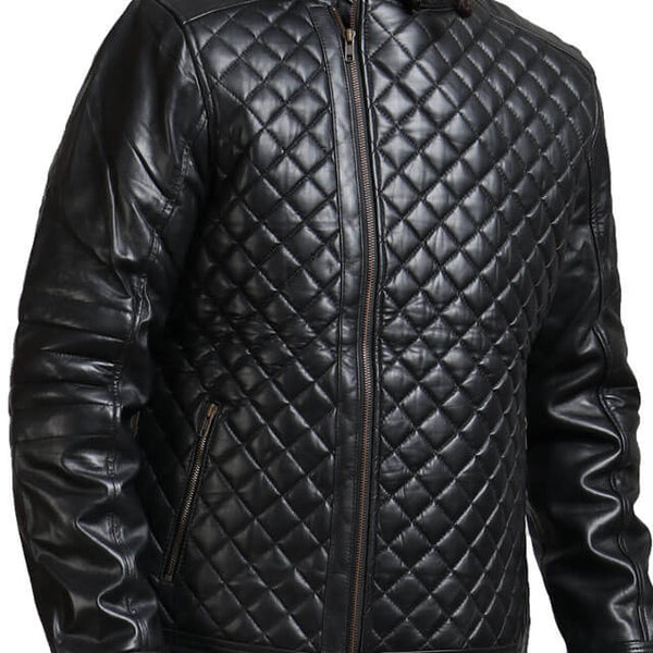 Diamond Quilted Winter Biker Jacket
