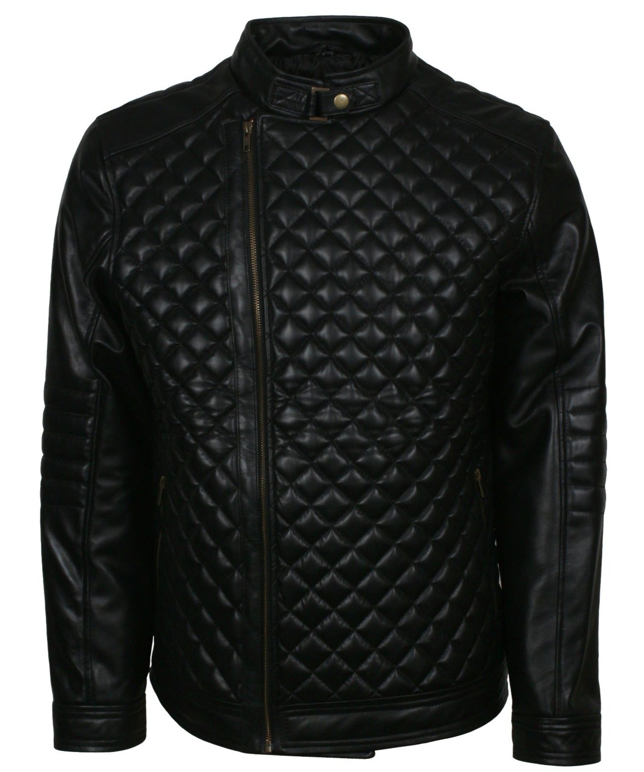 Diamond Quilted Jacket Mens in Real Leather