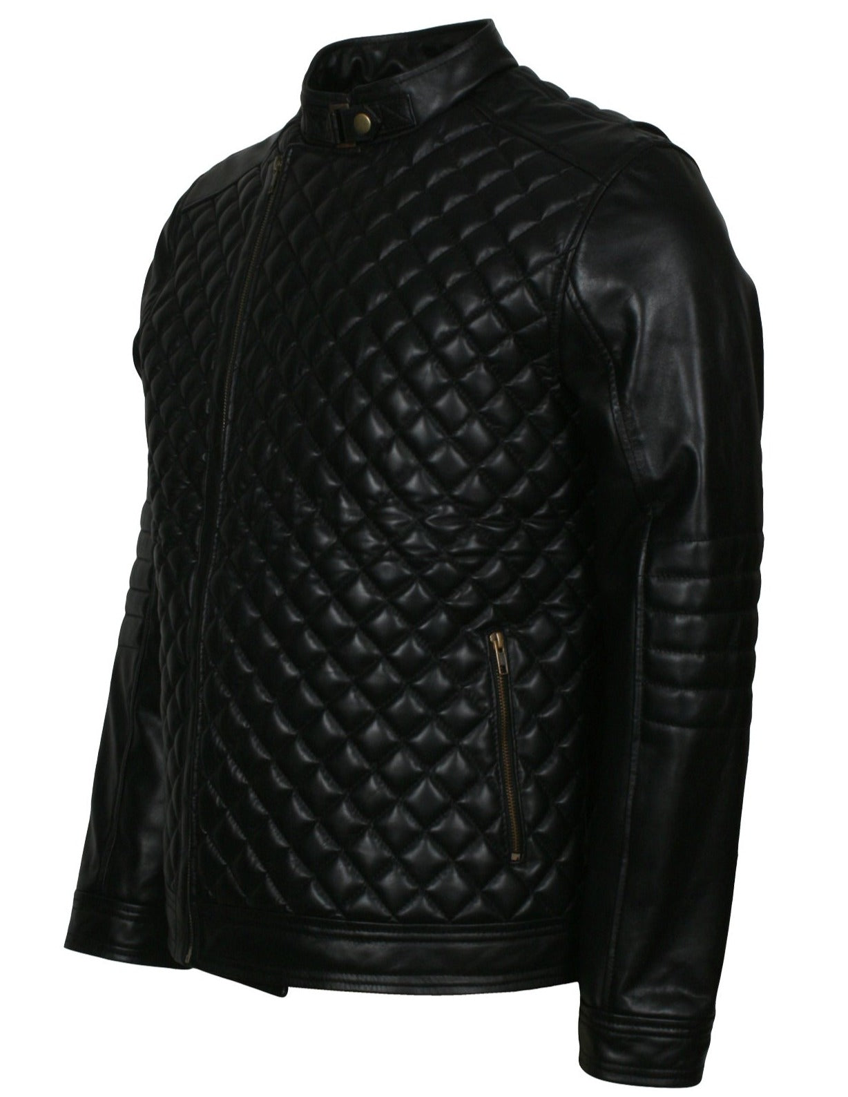 Diamond Quilted Jacket Mens in Real Leather
