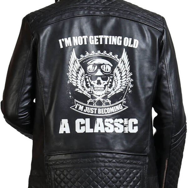 Diamond Quilted Skull Leather Jacket
