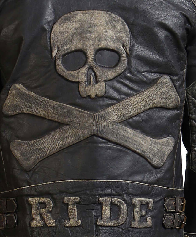 Gothic Skull and Crossbones Biker Jacket