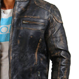 Vintage Distressed Biker Leather Jacket
