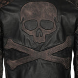 Men's Skull Crossbones Genuine Leather Motorcycle Jacket