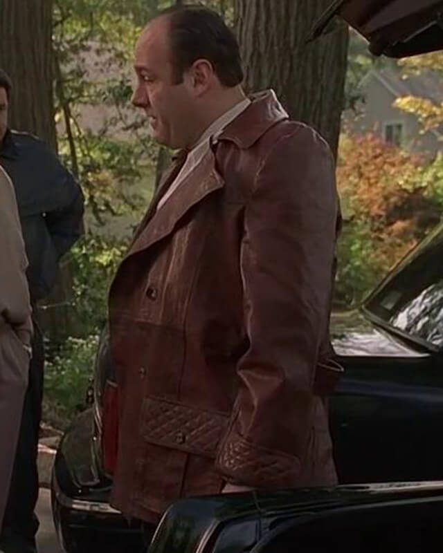 The Sopranos James Gandolfini Brown Leather Coat