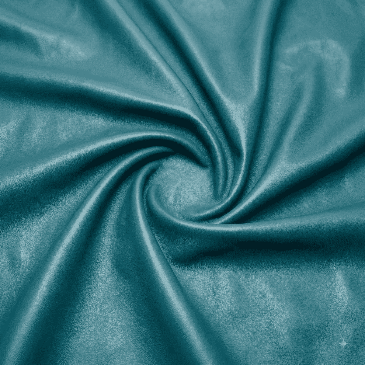 Teal Nappa Sheepskin Leather Hide AA Grade, showing spiral drape in rich teal