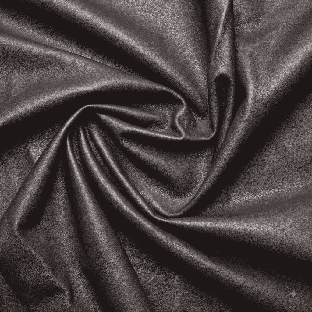 Grey Nappa Sheepskin Leather Hide AA Grade, showing spiral drape in neutral grey