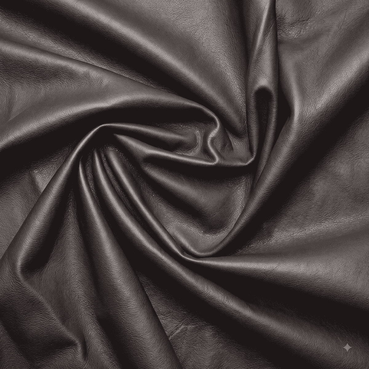 Grey Nappa Sheepskin Leather Hide AA Grade, showing spiral drape in neutral grey