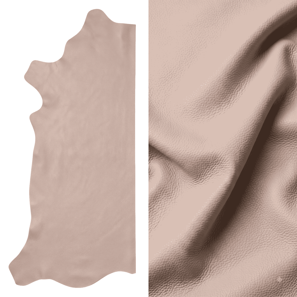 Beige Top Grain Cowhide Upholstery Hide, showing full half hide view